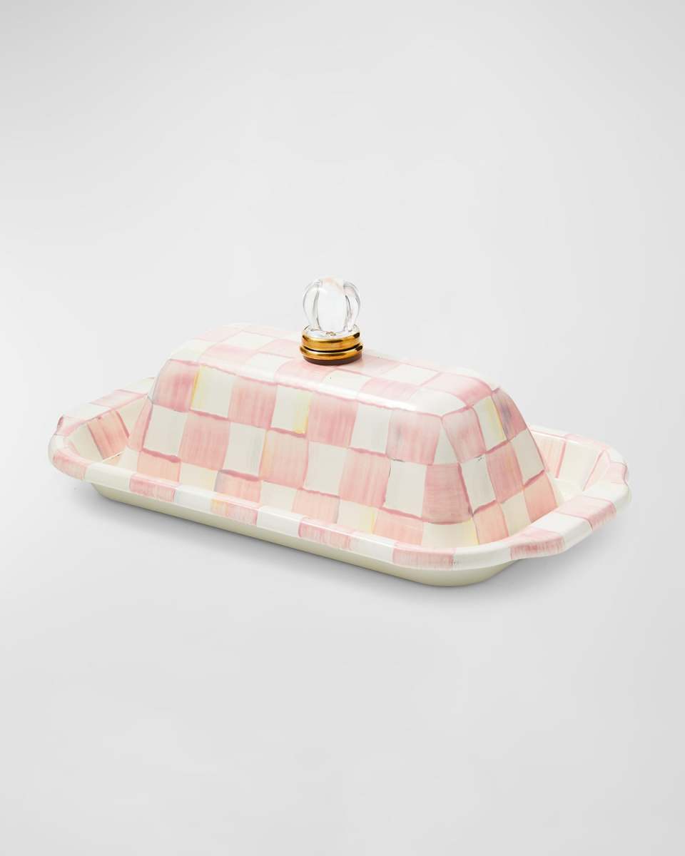 Rosy Check Enamel Butter Box